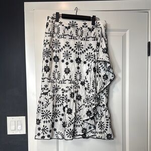Elie Tehari Black and White Floral Skirt